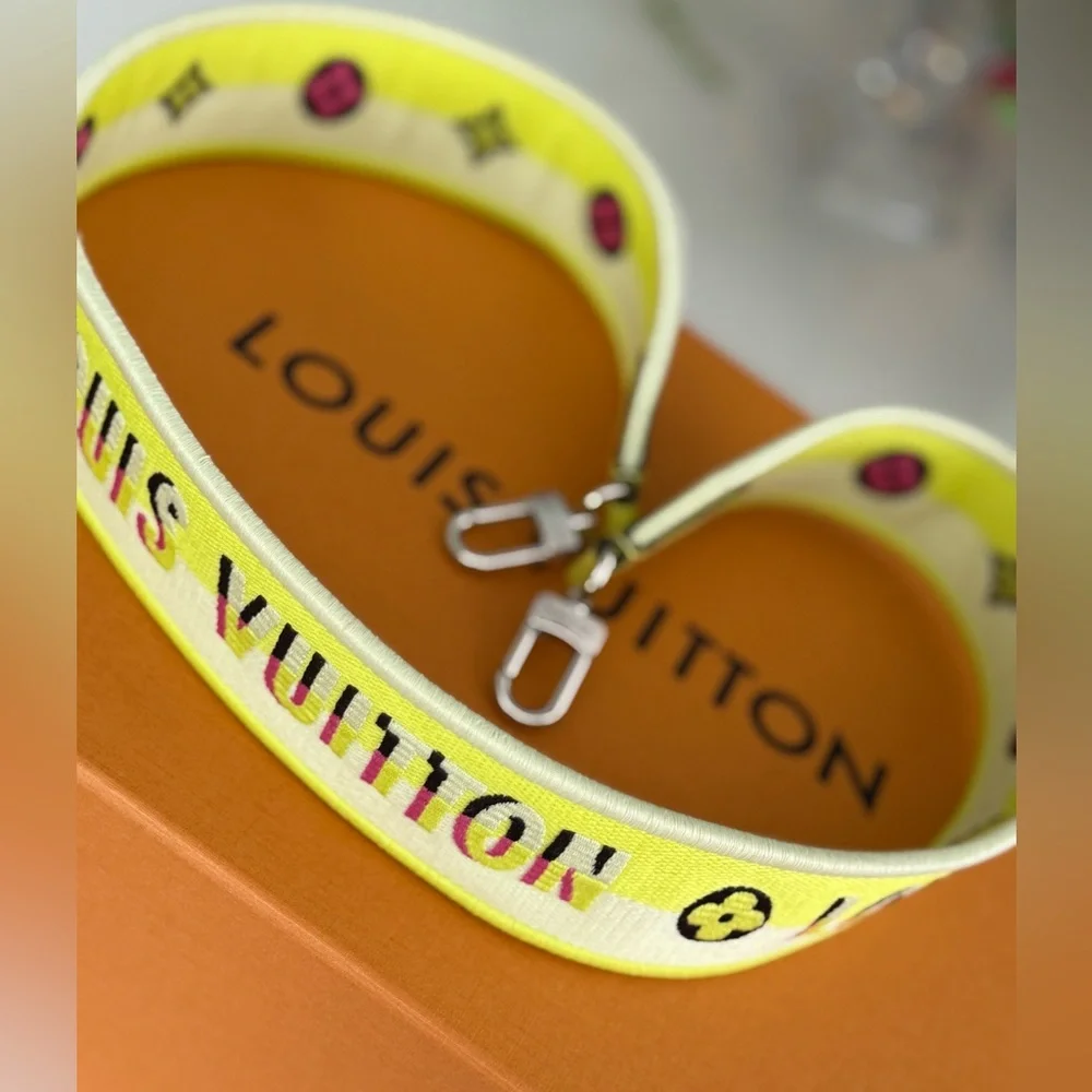 Louis Vuitton Jacquard Speedy Bandoulière 20 Shoulder Strap in Yellow ~ LIKE NEW - Picture 9 of 12